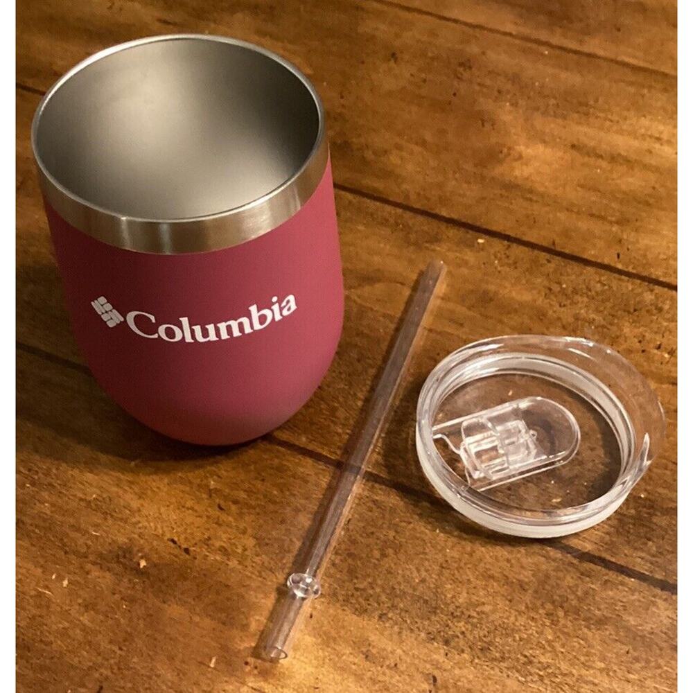 Columbia Insulated Stainless Steel Tumbler Lid & Straw Maroon Cocktail Vine Logo